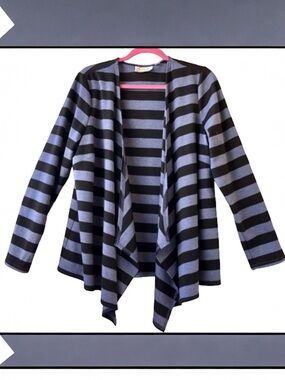 Linea by Louis Dell'Olio Cardigan Jacket Asymmetrical Draped Striped Women Large